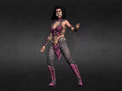 Game Movie Character With Long Black Hair Purple Pink Ornate Outfit And Fantasy Combat Style 3d model