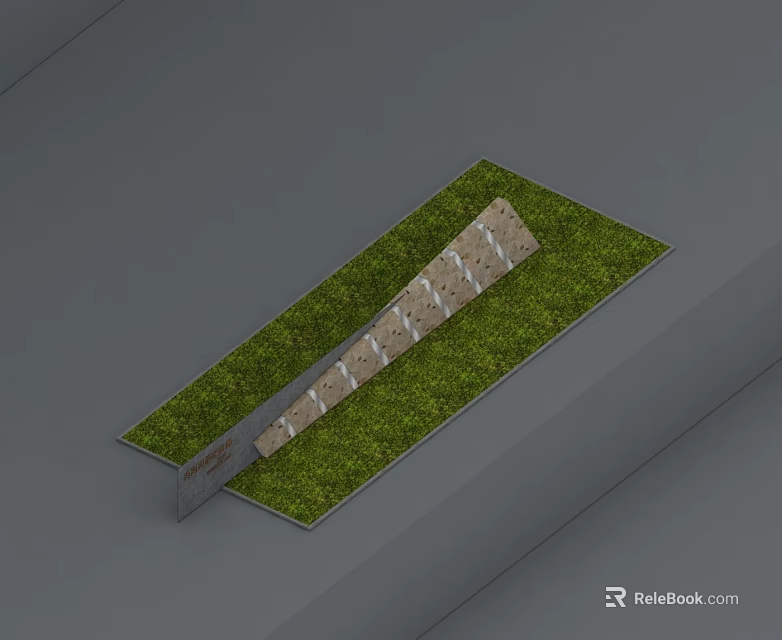 Modern Swing Door With Metal Frame And Green Grass Surface Design 3d model