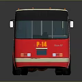 Red and White Articulated Bus With Shiny Exterior And Surface Reflection 3d model