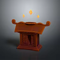 Traditional Roof Ornament With Curved Decorations Carved Panel And Three Glowing Diamond Shapes On Top