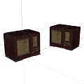 Two Vintage Dark Brown Retro Radios With Classic Speaker Grilles And Control Knobs 3d model