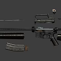 Black Tactical Rifle With Long Barrel Detachable Magazine And Ergonomic Stock Design