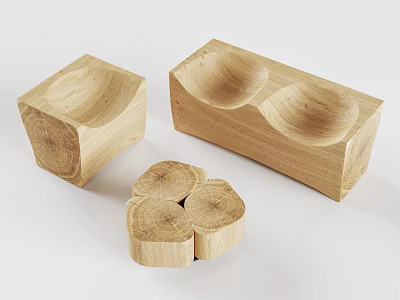 Natural Wooden Outdoor Chair With Unique Design For Garden Patio Seating 3d model
