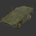Green Armored Military Vehicle With Antenna Badge And Heavy Duty Wheels