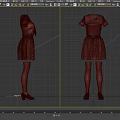 Dark Blue Sailor School Uniform Dress With Red Scarf And Black Stockings