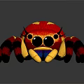 Cute Plush Spider Toy With Red Yellow Body And Black Spots Stripes