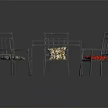 Square Metal Dining Table Set with Four Chairs and Colorful Seat Cushions