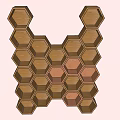 Symmetrical Honeycomb Decorative Cabinet With Hexagonal Structure Brown Tones In Light Pink Background