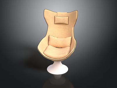 Comfortable Modern Beige Chair Design With Cushions And White Round Base 3d model