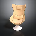 Comfortable Modern Beige Chair Design With Cushions And White Round Base