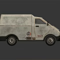 Compact White Box Van With Logo And Stripes On Body Design 3d model