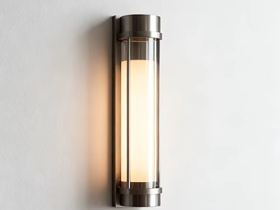 Modern Wall Lamp Design With Metallic Frame And Transparent Glass Shade 3d model