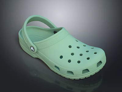 Green Perforated Clog Shoes With Slip On Design And Comfortable Fit 3d model