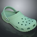 Green Perforated Clog Shoes With Slip On Design And Comfortable Fit 3d model