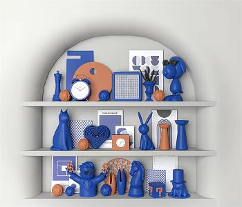 Modern ornaments combination Klein blue ornaments 3d model