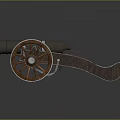 Antique Cannon With Wooden Wheels Metal Barrel And Chain Details Design