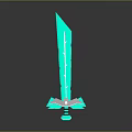 Glowing Green Sword 3D Model With Ornate Details And Stand Base