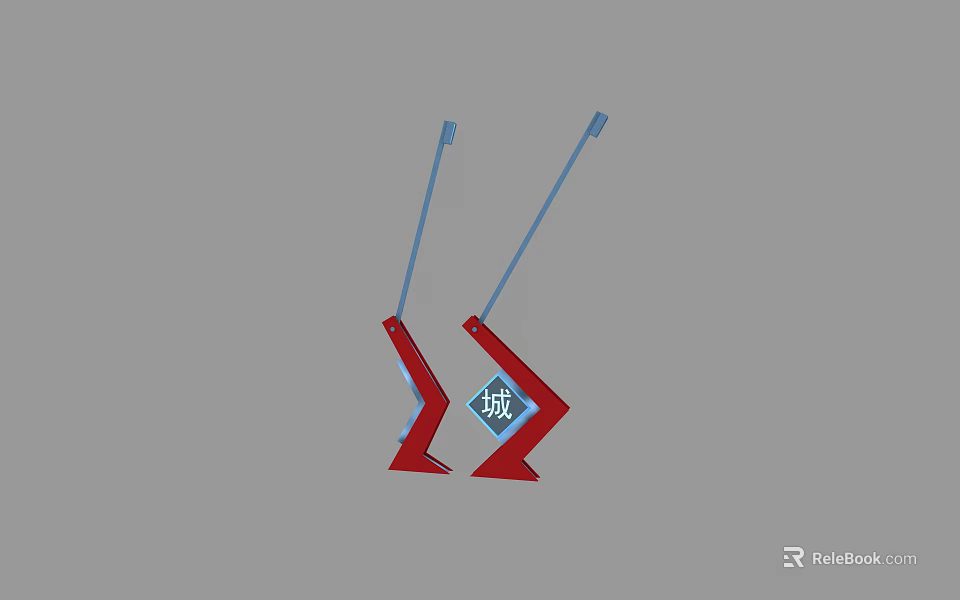 Outdoor Lights With Red Frame And Blue Rod Modern Design For Outdoor Landscape Lighting 3d model 