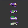 Futuristic Toy Weapons With Purple Green White And Orange Colorful Designs