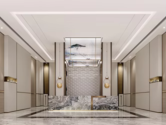 Modern Hall Lobby 3d model