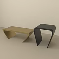 Modern Minimalist Coffee Tables With Beige And Black Unique Geometric Shapes
