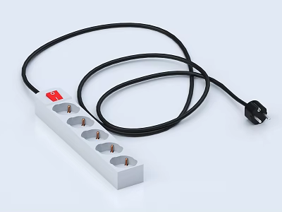 White Power Strip With Multiple Outlets For Charging Mobile Phones And Digital Devices 3d model