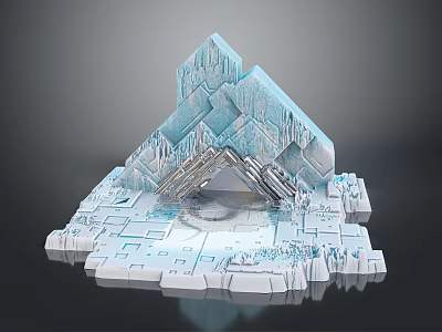 Frozen Ice Crystal Pyramid 3D Model With Cracked Surface And Textured Square Base 3d model