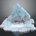 Frozen Ice Crystal Pyramid 3D Model With Cracked Surface And Textured Square Base