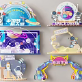 Vibrant Space Themed Decorations With Astronaut Rocket Planet And Exploration Elements 3d model