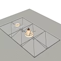 Modern Glass Coffee Table With Metal Frame Geometric Structure And Candle On Tray