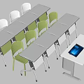 Modern Folding Tables And Green White Chairs For Office Classroom Use
