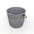 Practical Galvanized Metal Bucket with Gray Surface and Black Handle for Household Use