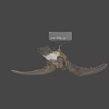 Flying Wooden Bird Sculpture With White Tail And Spread Wings On Gray Background