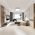 Modern Living Dining Room Interior With White Sofa Coffee Table Floor Lamp And Wall Art