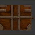 Vintage Wooden Storage Trunk with Metal Fittings and Brass Lock Accents