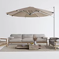Comfortable Outdoor Sofa Set With Armchairs Coffee Table And Large Umbrella 3d model