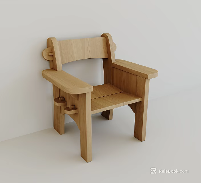 Handcrafted Natural Solid Wood Armchair With Minimalist Stylish Design Suitable For Indoor Home Use 3d model 