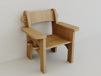 Handcrafted Natural Solid Wood Armchair With Minimalist Stylish Design Suitable For Indoor Home Use 3d model