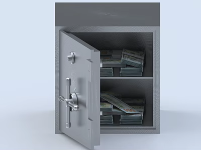 Open Commercial Safe With Secure Storage For Stacked Cash And Bills 3d model