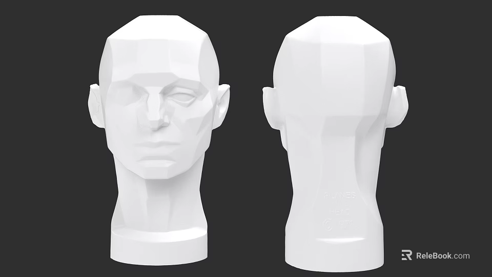 Cultural Art Gallery Displaying Low Poly Human Head Sculptures With Front And Back Views 3d model 