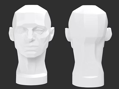 Cultural Art Gallery Displaying Low Poly Human Head Sculptures With Front And Back Views 3d model