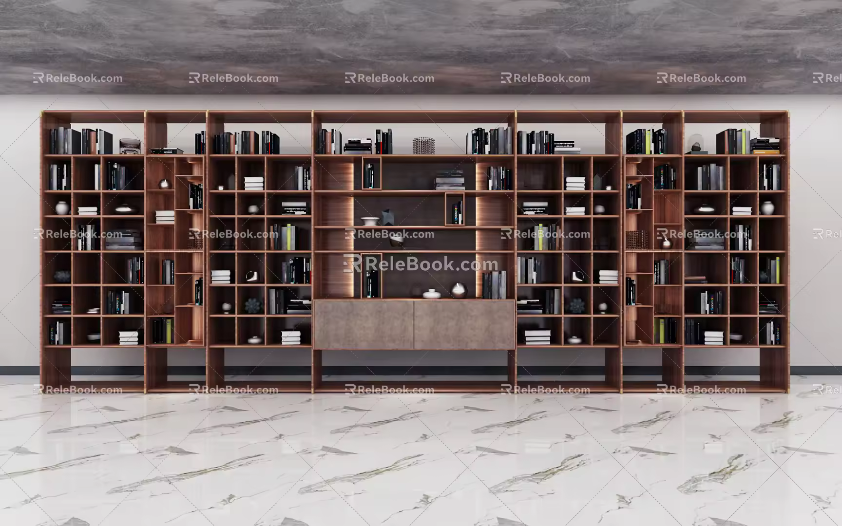 Modern bookcase background combination cabinet 3d model