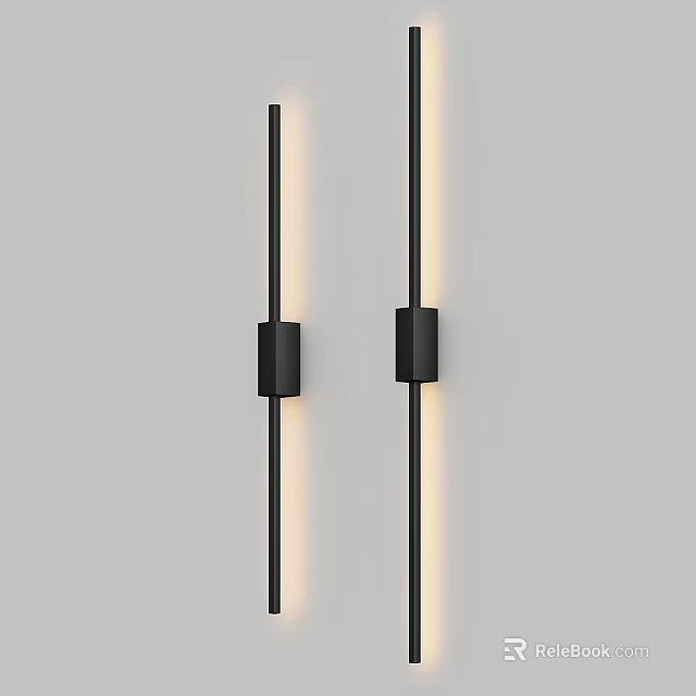 Modern Black Slim Wall Lamps With Warm Lighting For Indoor Wall Decoration 3d model 