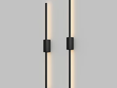 Modern Black Slim Wall Lamps With Warm Lighting For Indoor Wall Decoration 3d model