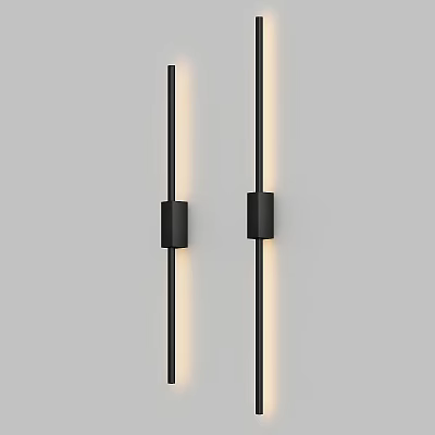 Modern Black Slim Wall Lamps With Warm Lighting For Indoor Wall Decoration 3d model