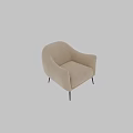 Modern Beige Upholstered Single Sofa With Curved Arms And Black Metal Legs