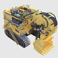 Large Yellow CAT Excavator With Tracked Undercarriage And Front Bucket