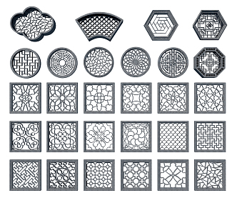 New Chinese-style openwork window 3d model