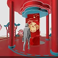 Traditional Chinese Festival Decoration With Red Pavilion Lanterns And Gold Accents