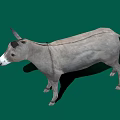 Realistic Gray Donkey Standing Isolated On Green Background With Shadow 3d model